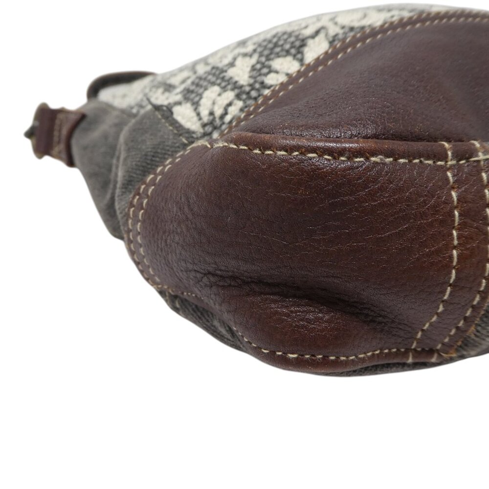 Myra Bag Brown Gray Cotton Leather Mandala Crossbody Shoulder Bag Purse - Picture 9 of 12